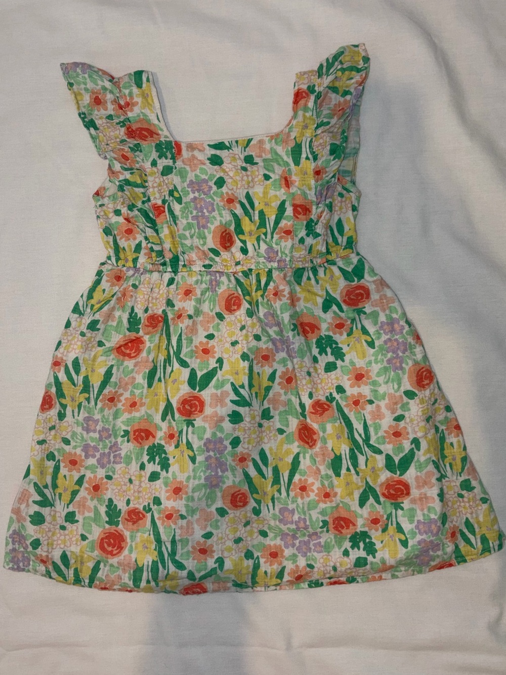 Cat & Jack White Floral Sundress with Red, Green & Yellow